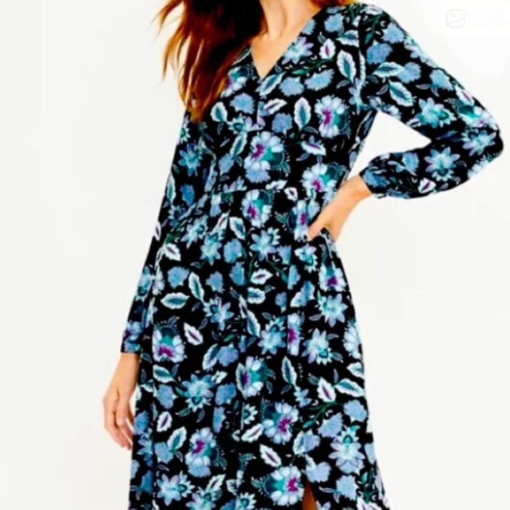 LOFT Floral Long Sleeve Dress